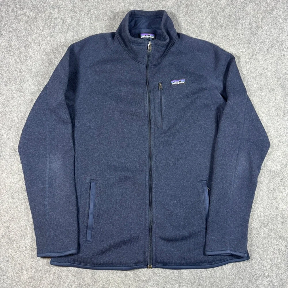 Patagonia Better Sweater Mens Large Navy Blue Full Zip Fleece Jacket 25528 *